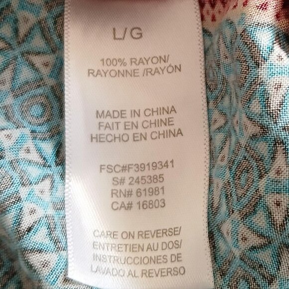 Avon Calico Colorful Patchwork Print Striped Sleeveless V-neck Maxi Dress (L) - Picture 4 of 4